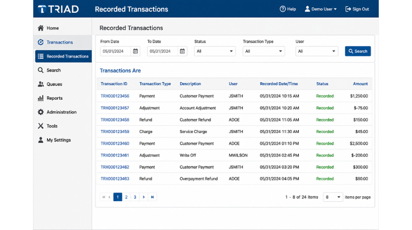 Recorded TriadScreen com Transactions Are